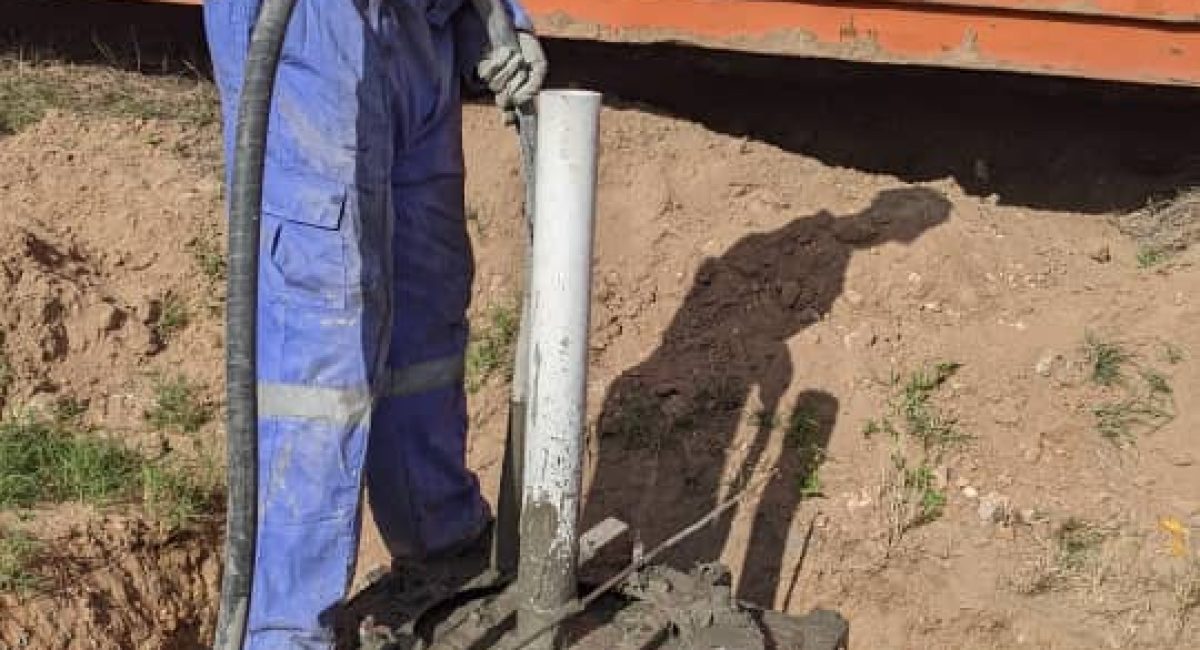 Construction of the foundation base for the high mast lioghting tower at Vivo Energy Tanzania